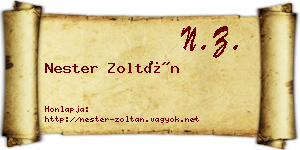 Nester Zoltán névjegykártya